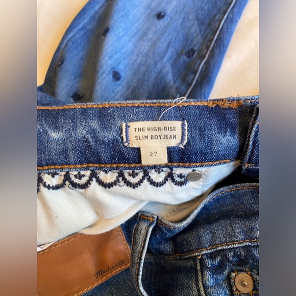 Madewell High Rise Slim Boyfriend Embroidered Jeans - Picture 4 of 5